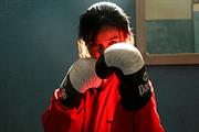 Afghan girl boxing at the Games