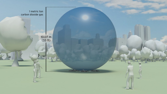 What one metric ton of carbon dioxide looks like