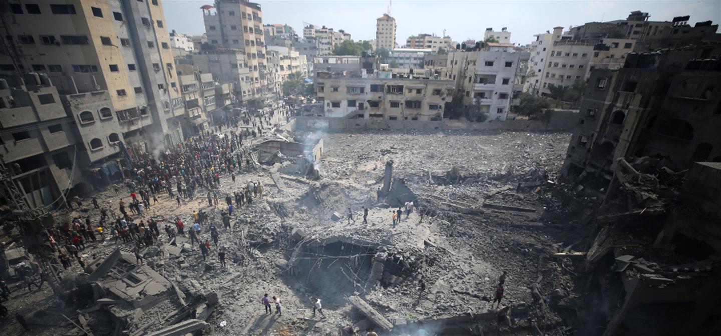 Schade na bombardementen in Gaza Stad