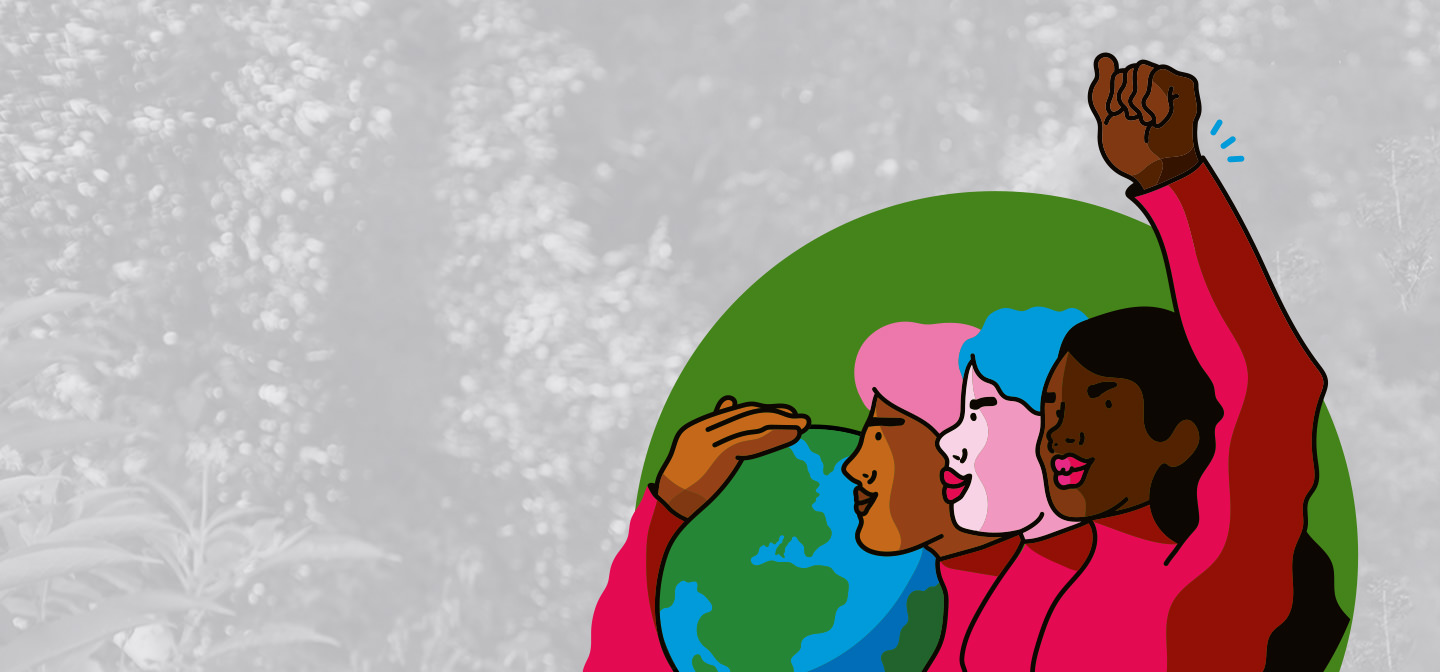 Illustratie van 3 mensen die demonstreren voor klimaat