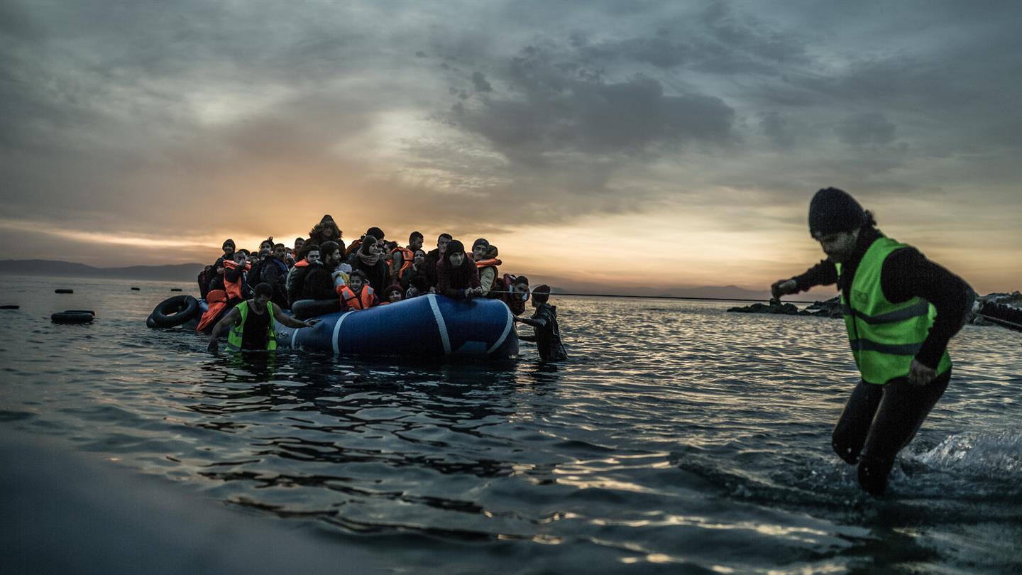 Vluchtelingen komen aan in Ggriekenland