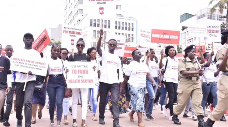 Public procession in Kampala City during the campaign to fund the blood bank
